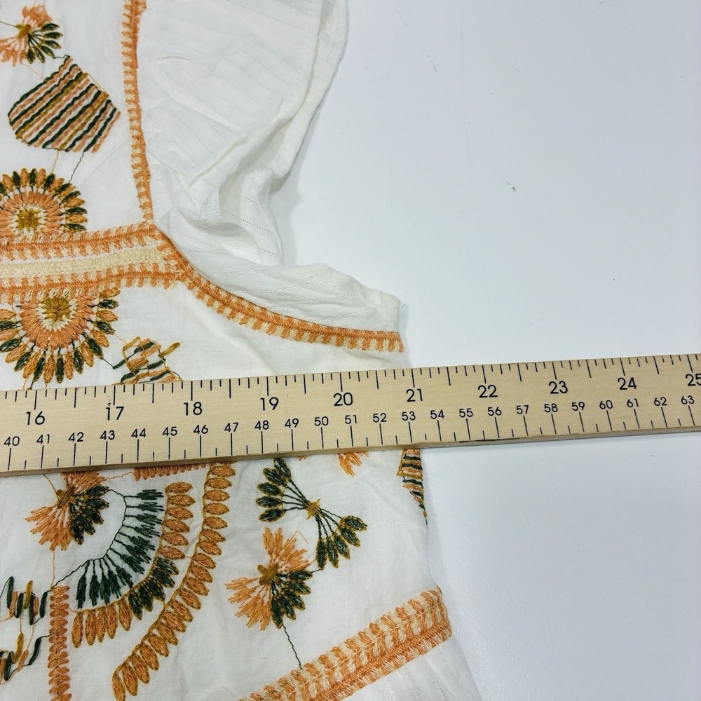 Cato Women Blouse 14/16 (L) Embroidered Peasant White Short Sleeve Boho Babydoll - Picture 5 of 11
